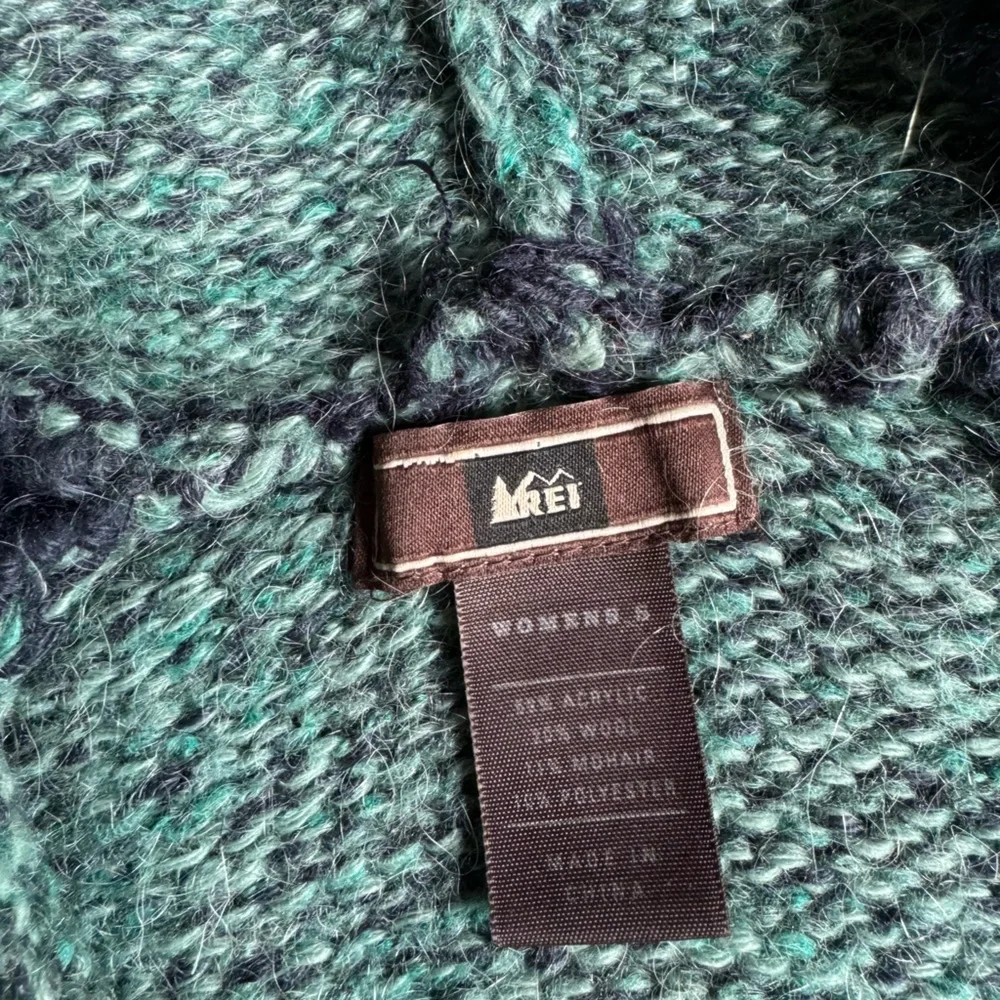 Women's Teal Hooded Sweater with Button Detail - Picture 2 of 5